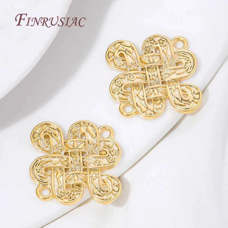 18K Gold Plated Chinese Knot 2-Hole Connector | DIY Jewelry Findings Jewelry Connector Finding P3