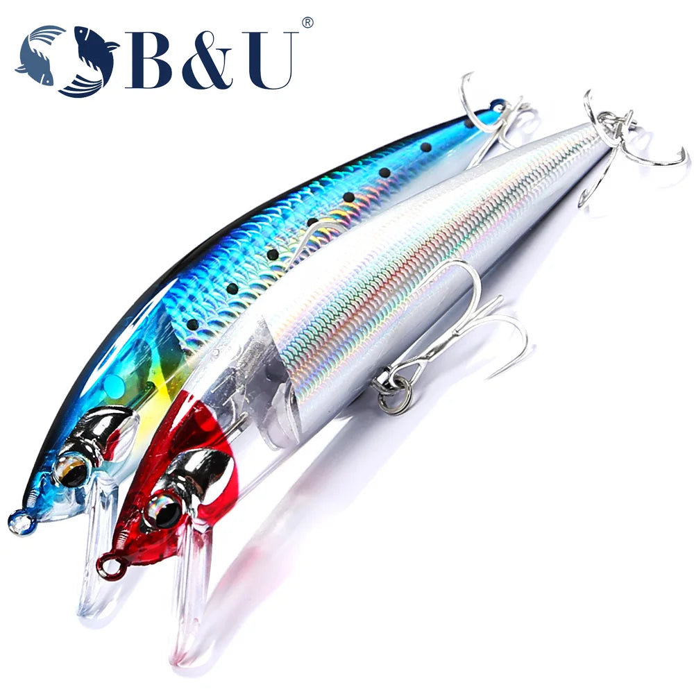 B&U Heavy Sinking Minnow Jerkbait – Saltwater Sea Bass Lure Sinking Minnow Lure P3