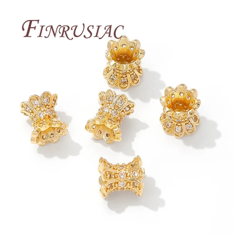 18K Gold Plated Zircon Spacer Beads – Brass DIY Jewelry Making Jewelry Spacer Beads P3