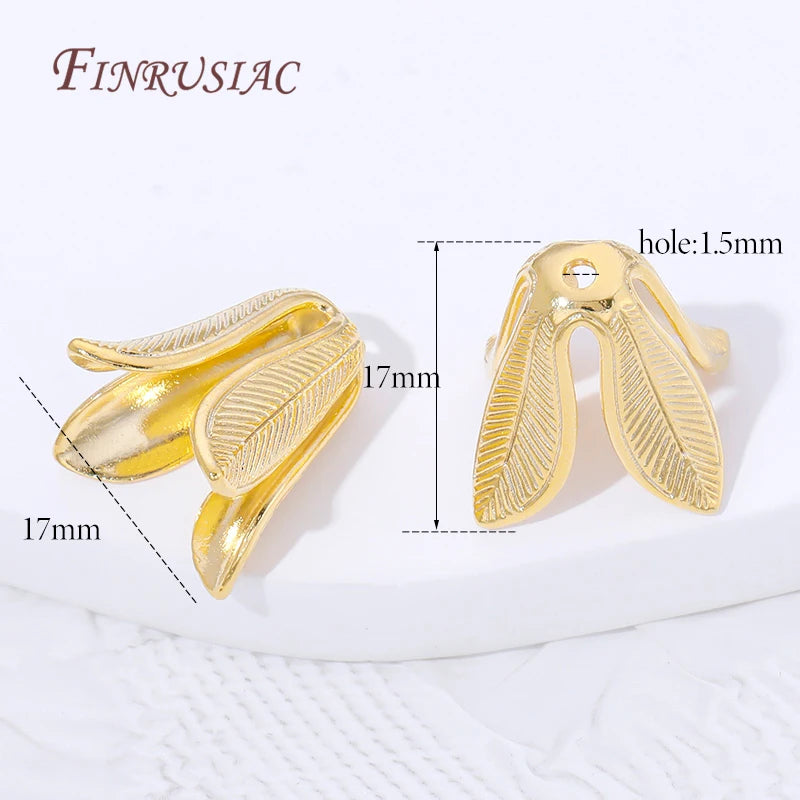 18K Gold Plated Leaf Flower Bead Caps – DIY Jewelry Findings Jewelry Findings P3 18K Real Gold Plated 1 piece