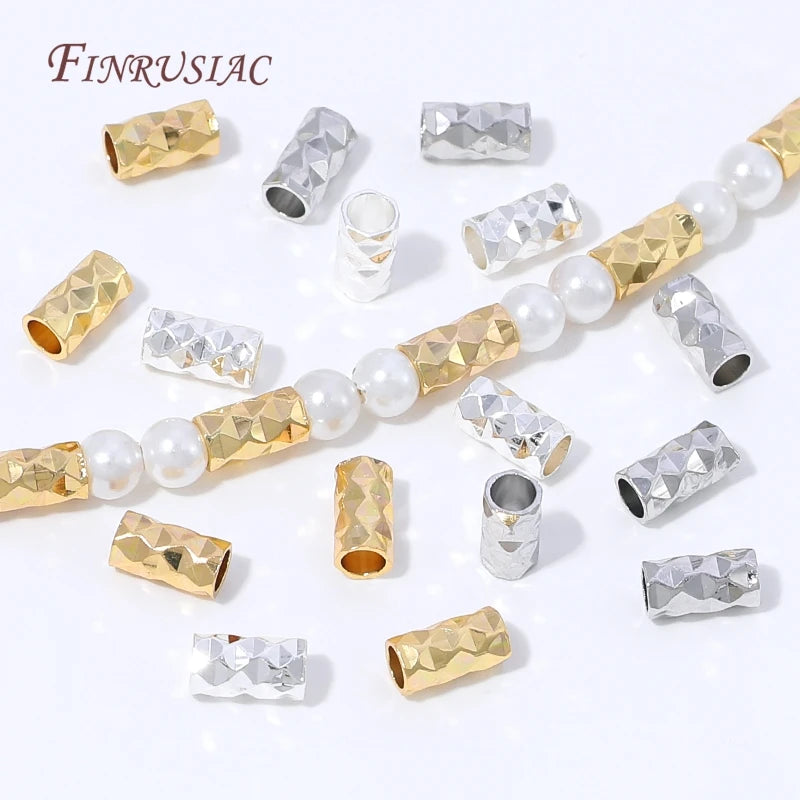 50Pcs Rhodium Plated Tube Spacer Beads | DIY Jewelry Making Jewelry Spacer Beads P3