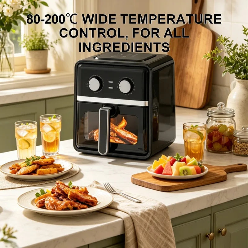 DUTRIEUX Large Capacity Air Fryer Oven | Visible Window & Knob Air Fryer Oven P3