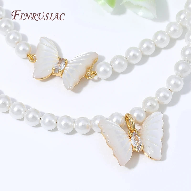 18K Gold Butterfly Connector Charms – Shell Zircon DIY Findings Jewelry Findings P3