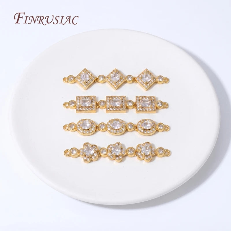18K Gold Plated Rhombus CZ Connector Links | DIY Jewelry Findings Jewelry Connector Findings P3
