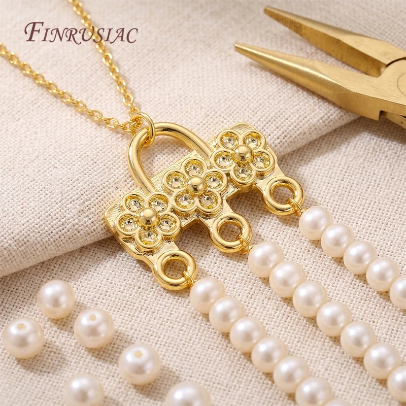 18K Gold Plated Flower 3-Loop Earring Connector Charm | Brass Earring Connector Charm P3