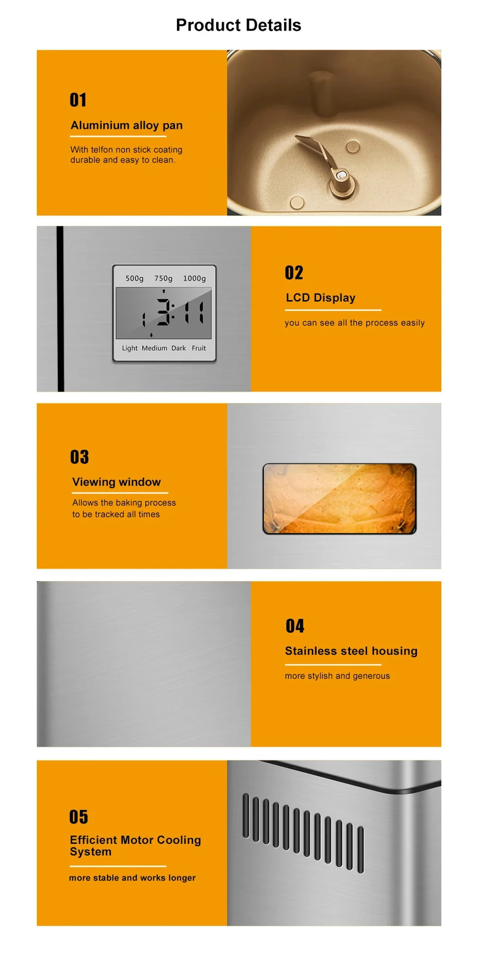 Smart Automatic Bread Maker 700W – Kneading & Fermentation Automatic Bread Maker P3