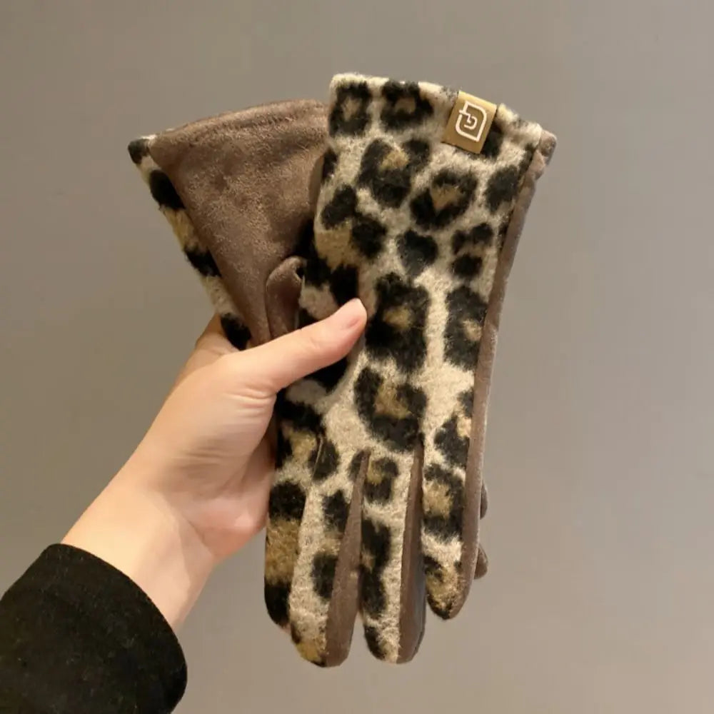 Women's Leopard Print Cashmere Winter Gloves | Touchscreen Winter Gloves P3