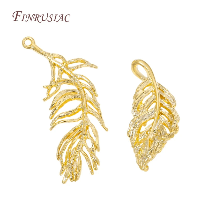 18K Gold Plated Feather & Leaf Charm Connectors | DIY Jewelry Jewelry Charm Connectors P3