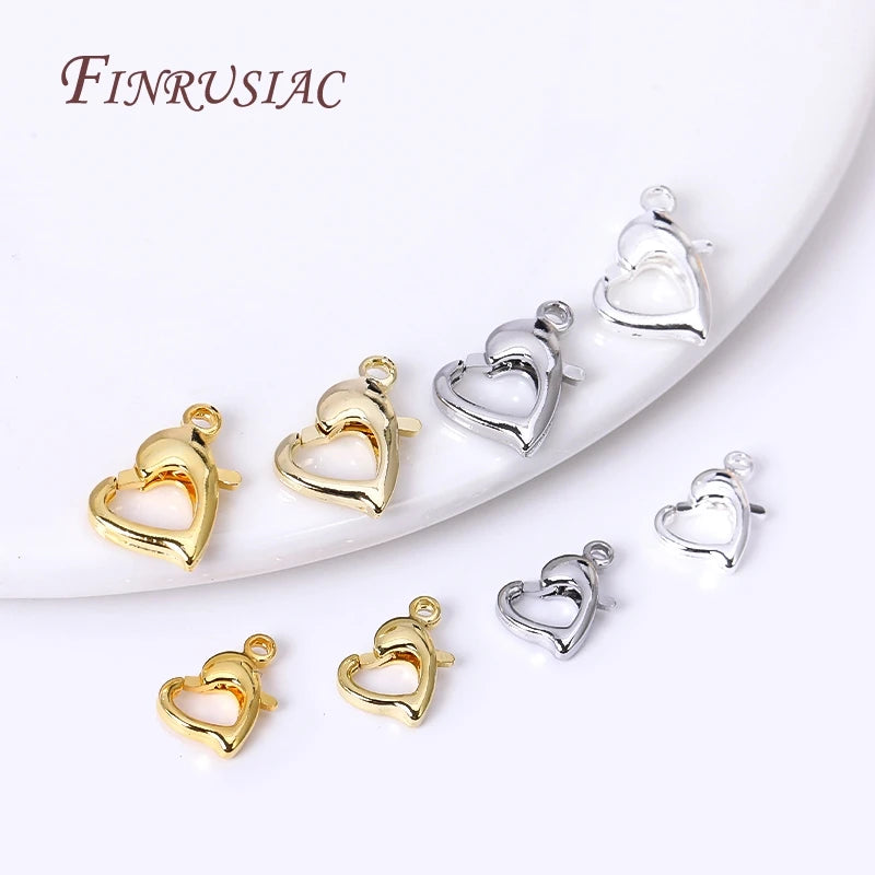 18K Gold Plated Heart Lobster Clasps – 10mm/12mm Jewelry Findings Jewelry Clasps P3