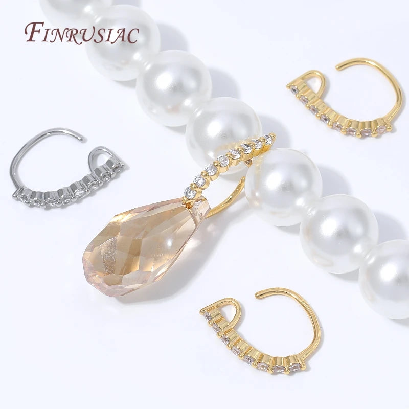 18K Gold Plated C-Shape Rhinestone Pendant Bail – DIY Jewelry Jewelry Findings P3