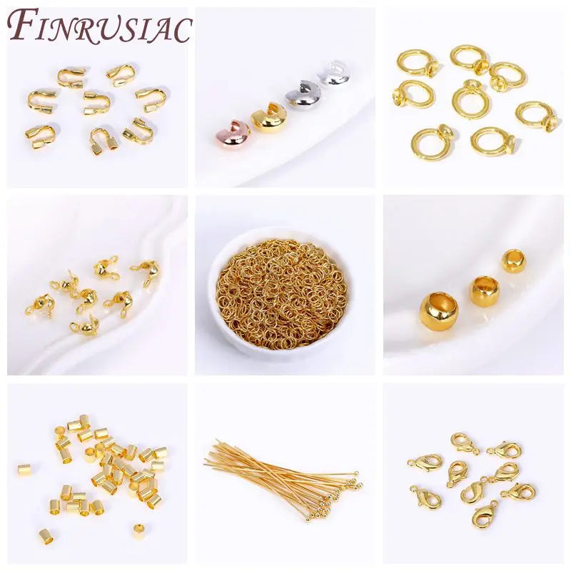 18K Gold Plated Crimp Beads, End Caps & Lobster Clasps Jewelry Findings P3