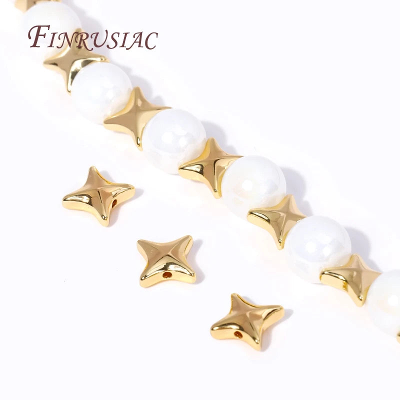 18K Gold Plated Star & X Brass Spacer Beads | DIY Jewelry Making Jewelry Spacer Beads P3