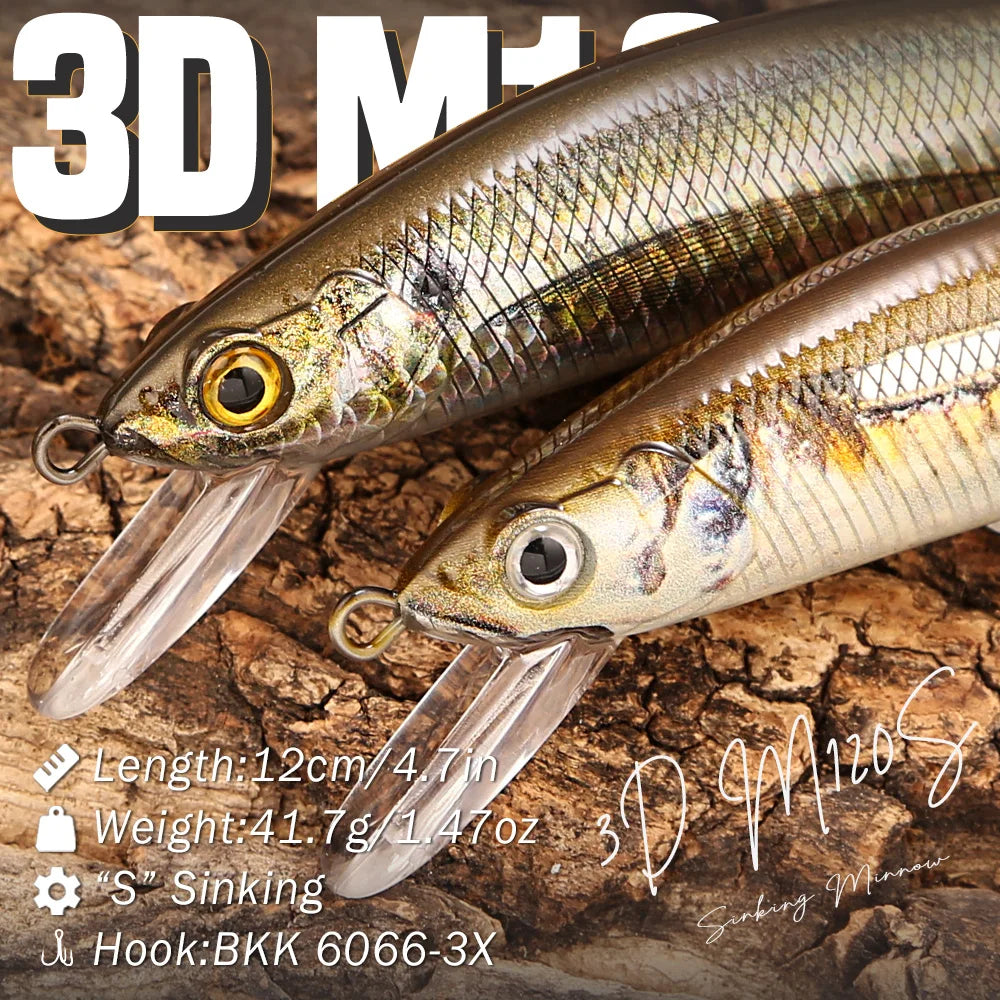B&U 12cm Saltwater Sinking Minnow Jerkbait | BKK Hooks Saltwater Fishing Lure P3