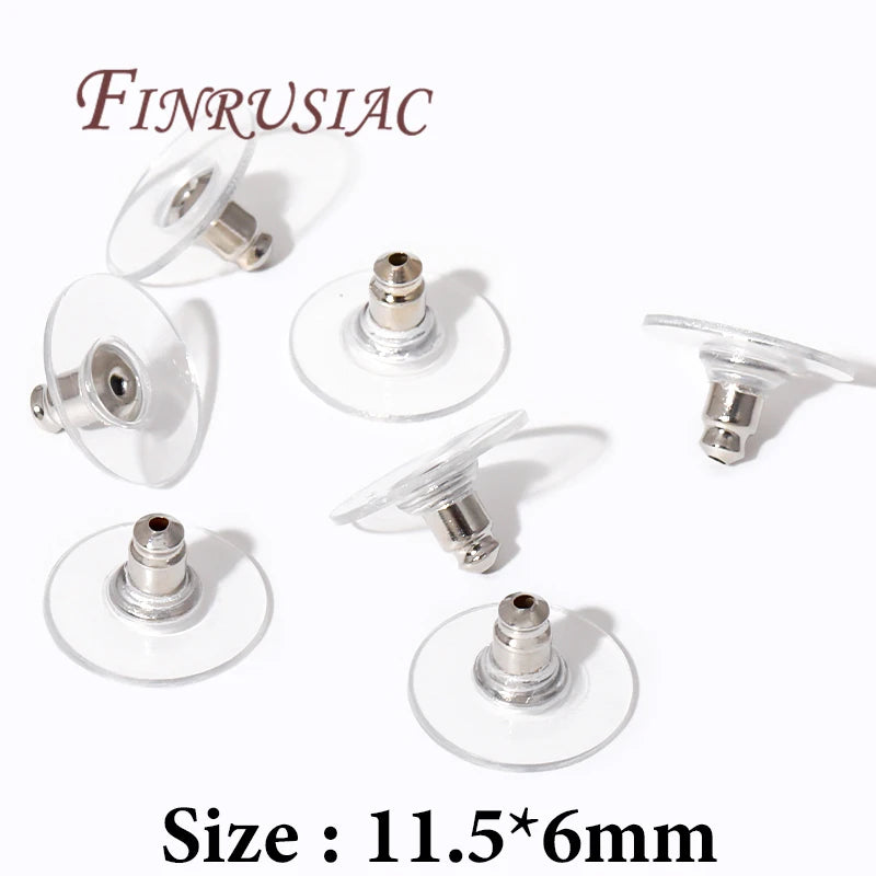50Pcs 14K Gold Plated Earring Backs for Studs – DIY Jewelry Earring Backs Findings P3 Rhodium Plated 50pcs