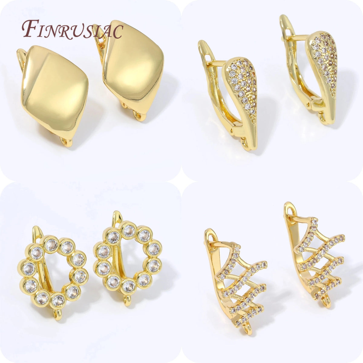 18K Gold Plated CZ Leverback Earring Findings – DIY Dangle Earring Findings P3