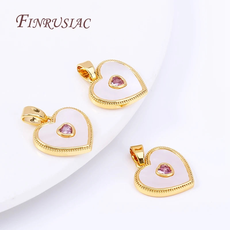 18K Gold Plated Brass Heart Pendant | Shell DIY Jewelry Charm Jewelry Pendant Charm P3
