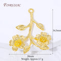 18K Gold Plated Flower Branch Charms & Leaf Pendants – DIY Jewelry Charms & Findings P3 18K Gold Plated 1 piece