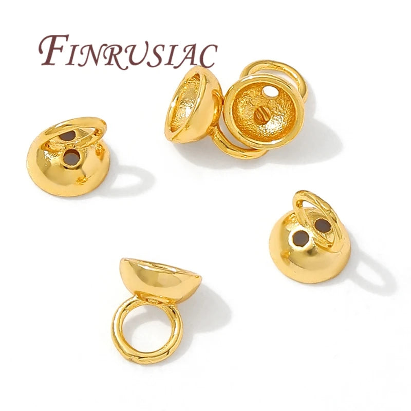 18K Gold Plated Bead End Caps with Loop | DIY Jewelry Findings Jewelry End Caps P3