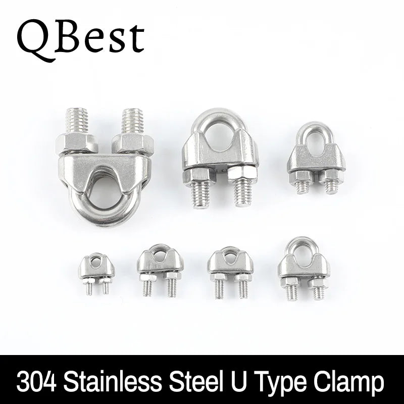 304 Stainless Steel U-Type Wire Rope Clips M2–M20 Rigging Clamps Wire Rope Clamp P3 M4-2pcs