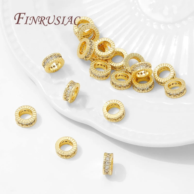 18K Gold Plated Zircon Round Spacer Beads 4mm 6mm 8mm – DIY Jewelry Spacer Beads P3