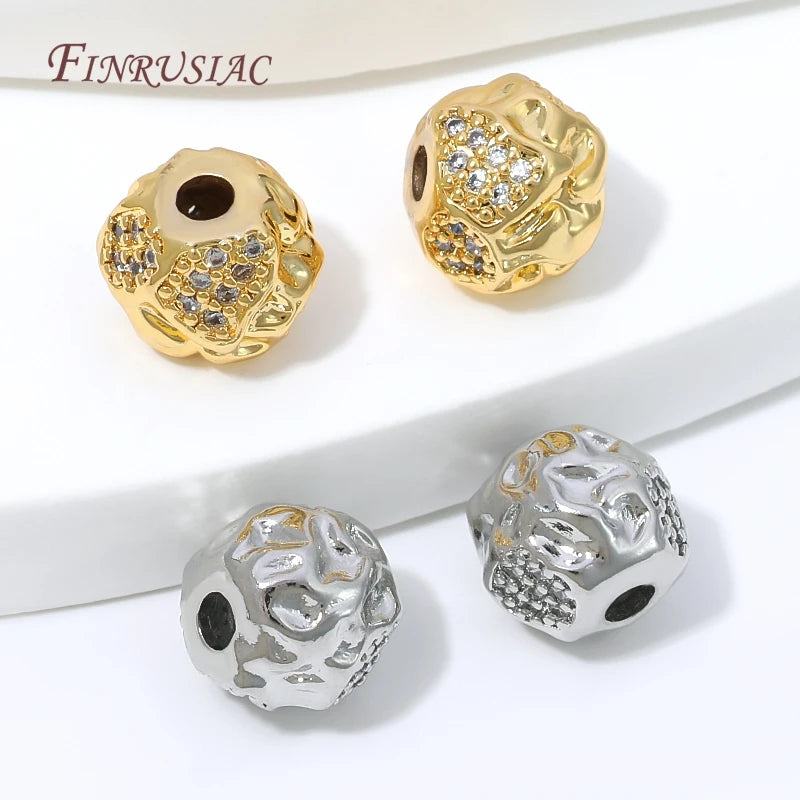 18K Gold Plated CZ Paved Round Spacer Beads – Jewelry Making Jewelry Spacer Beads P3