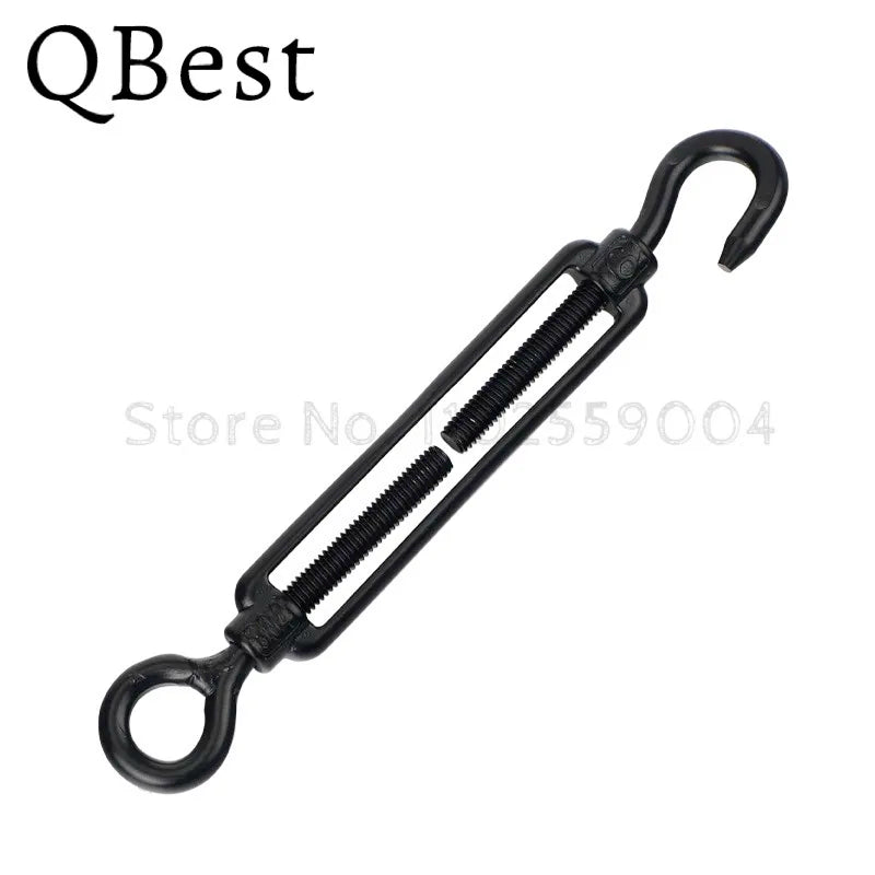 Black Stainless Steel Hook & Eye Turnbuckle Wire Tensioner M4–M8 Wire Turnbuckle Tensioner P3