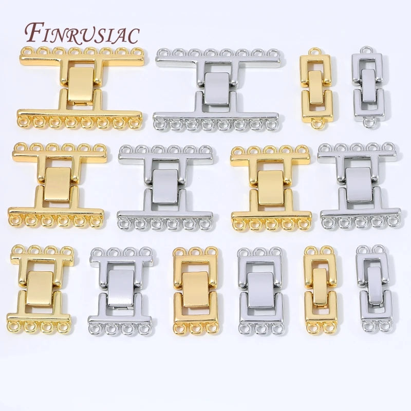 18K Gold Plated Multi-Strand Rectangle Bracelet Clasp DIY Jewelry Clasp Connector P3