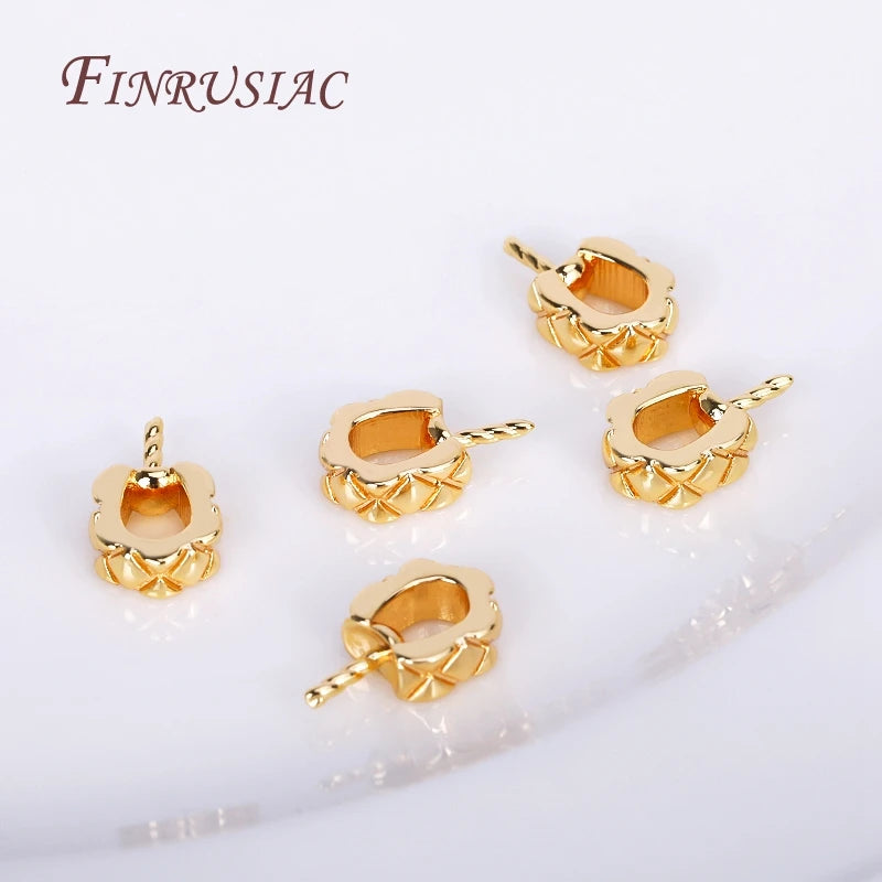 18K Gold Plated Striped Pearl Pendant Mounting DIY Peg Bails Jewelry Finding P3