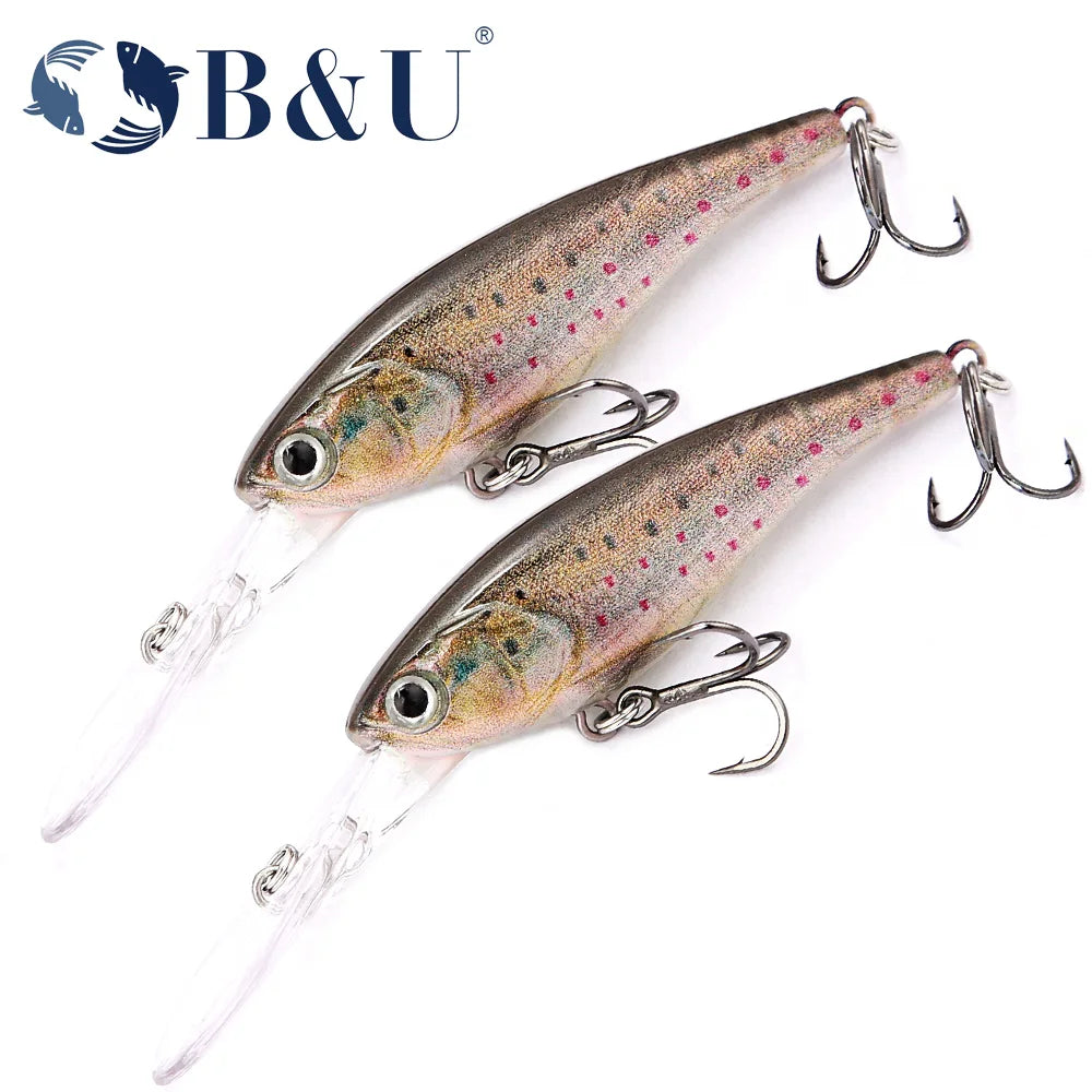 B&U 3D Suspending Minnow Jerkbait – Bass Pike Wobbler Lure Hard Fishing Lure P3
