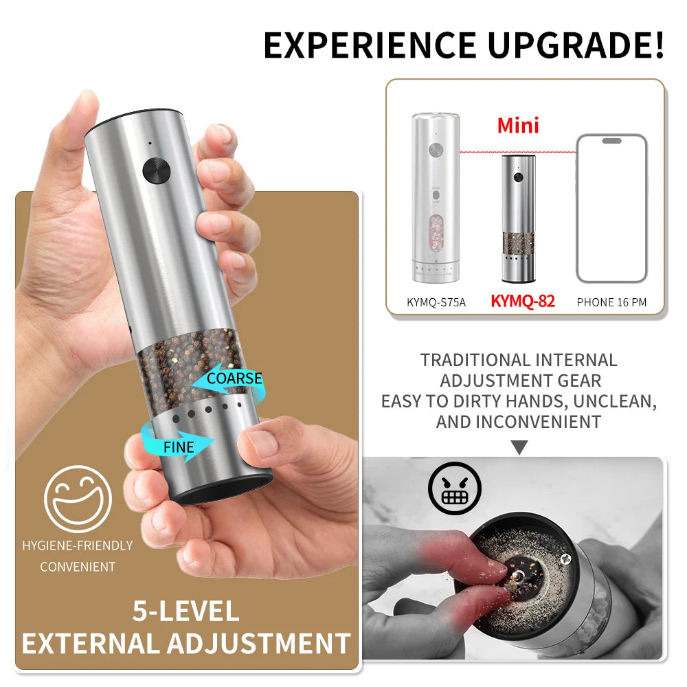 CLITON USB Rechargeable Electric Pepper & Salt Grinder Mill Electric Spice Grinder P3