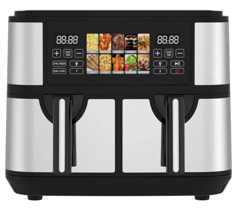 DUTRIEUX 10L Digital Air Fryer Oven 2400W Dual Zone – Silver Air Fryer Oven P3 Silver EU