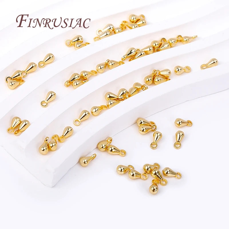 18K Gold Plated Brass Water Drop Pendant End Beads | DIY Jewelry Jewelry Pendant Findings P3