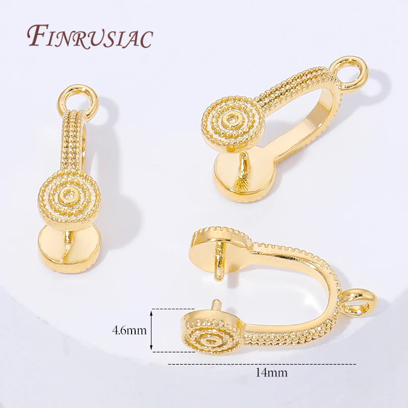 18K Gold Plated Brass Pinch Bails – Concentric Circle Pendant Clips Jewelry Findings P3 18K Gold Plated 2 pieces