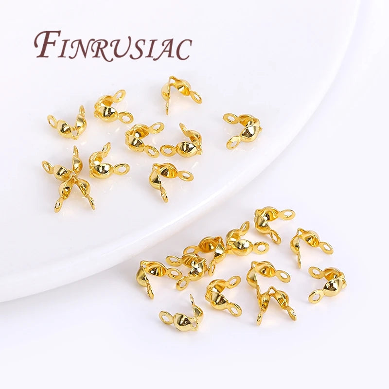 18K Gold Plated Crimp Beads, End Caps & Lobster Clasps Jewelry Findings P3