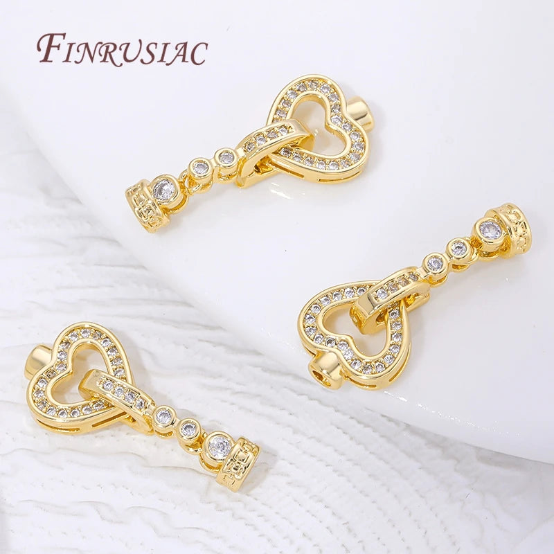 18K Gold Plated Brass & Zircon Bracelet Clasps | 1-2 Pcs Jewelry Clasps P3