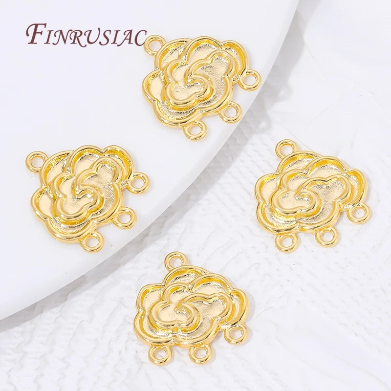 18K Gold Plated Cloud 4-Hole Connector | DIY Jewelry Findings Jewelry Connector Finding P3