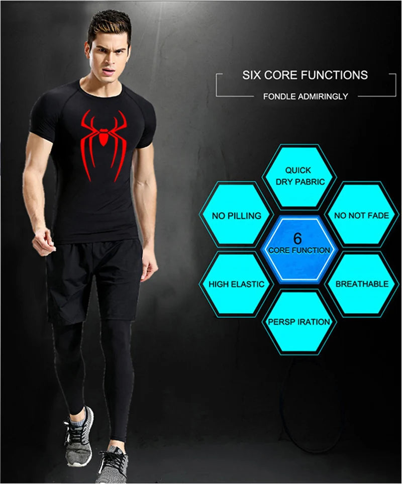 Men's Compression Superhero T-Shirt & Shorts Set – Quick-Dry Gym Men's Activewear Set P3