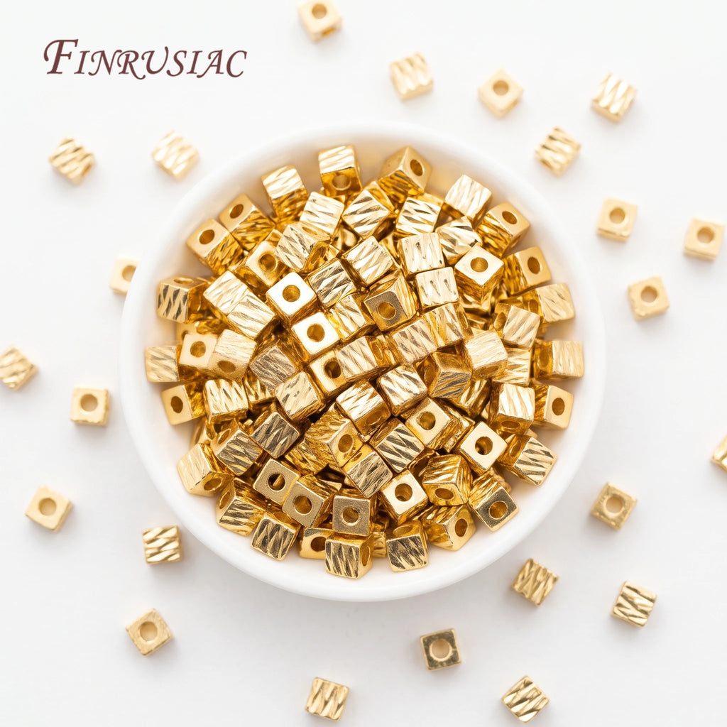 18K Gold Plated Cube Spacer Beads – DIY Jewelry Making Jewelry Spacer Beads P3