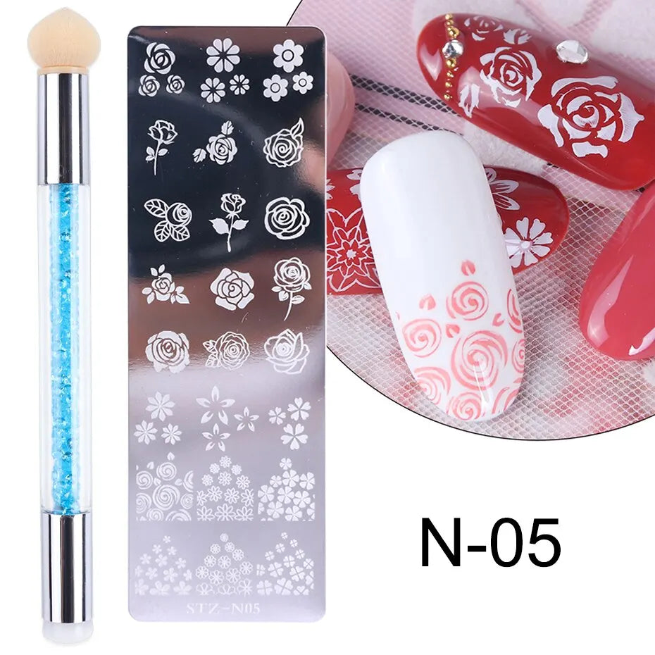 Nail Stamping Plates Set – Silicone Stamper & Stencils Nail Art Stamping Set P3