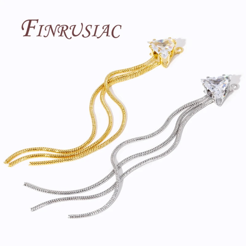 18K Gold Plated CZ Tassel Charm – Ball Chain Earring Findings Jewelry Making Findings P3