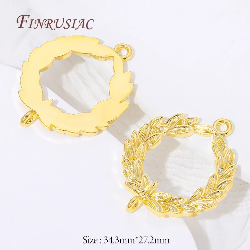 18K Gold Plated Olive Leaf Wreath Connector Charms | DIY Jewelry Jewelry Connector Charms P3 18K Gold Plated 3 pieces