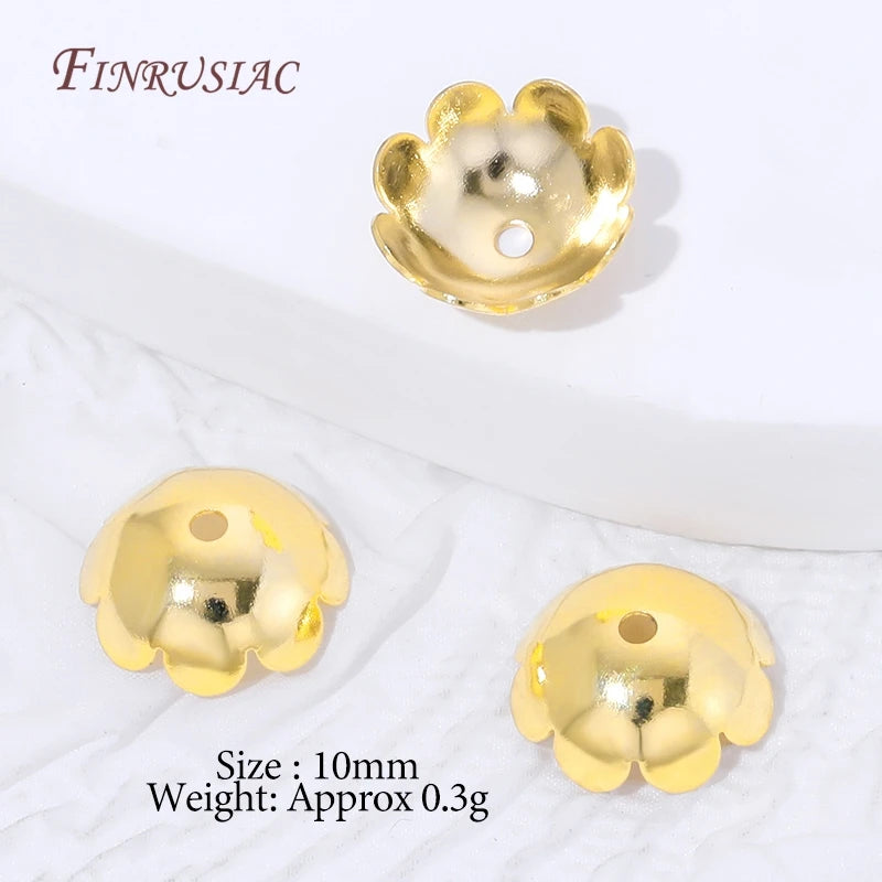 18K Gold Plated Flower Bead Caps | Brass DIY Jewelry Findings Jewelry Making Findings P3 18K Gold Plated 30 pcs