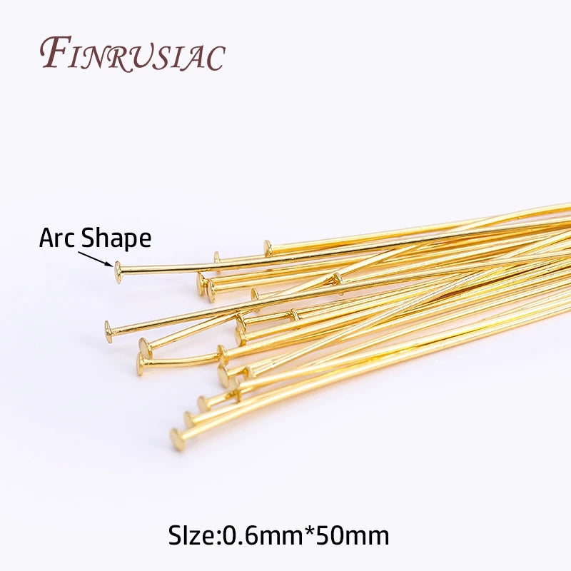 Arc-Shaped Flat Head Pins – Gold/Silver Plated Jewelry Findings Jewelry Pin Findings P3 18K Real Gold Plated 50 Pieces