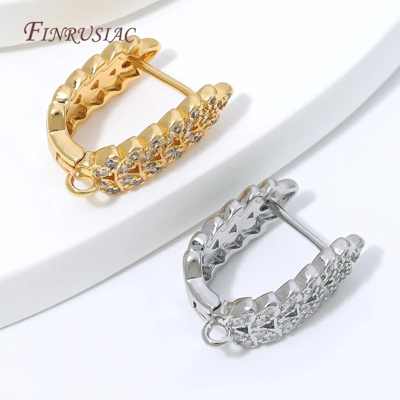 18K Gold Plated CZ Huggie Hoop Earring Clasp – DIY Findings Earring Jewelry Findings P3