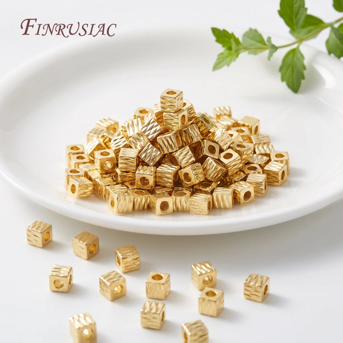 18K Gold Plated Cube Spacer Beads – DIY Jewelry Making Jewelry Spacer Beads P3