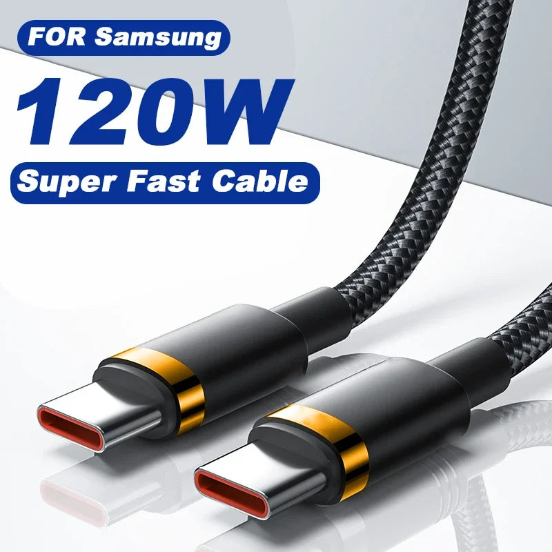 120W USB-C Braided Fast Charging Cable – PD 6A Quick Charge USB-C Charging Cable P3