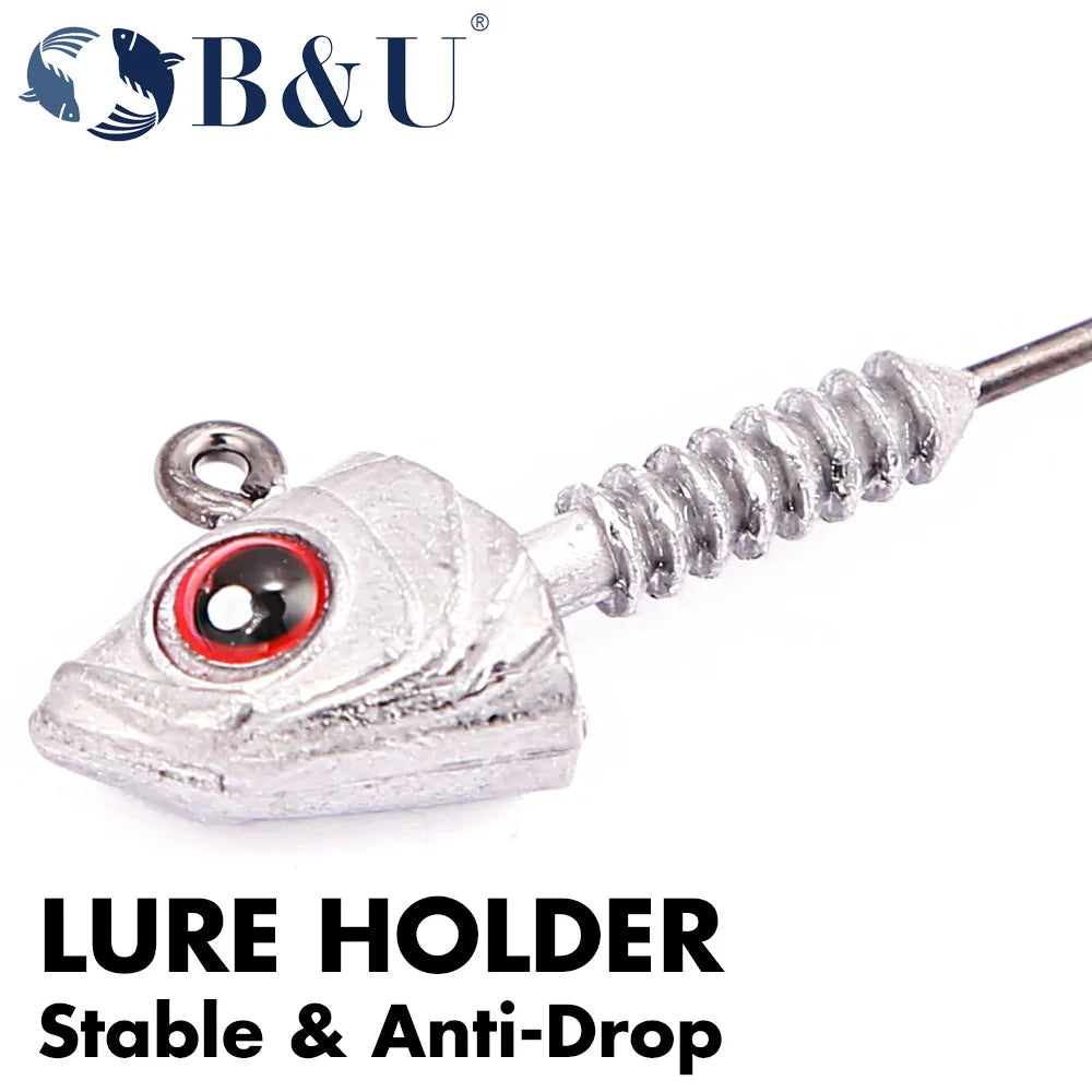 B&U Jig Head 3/0 4/0 Spinner 3D Eye Hooks – Bass Pike Fishing Jig Head Hooks P3