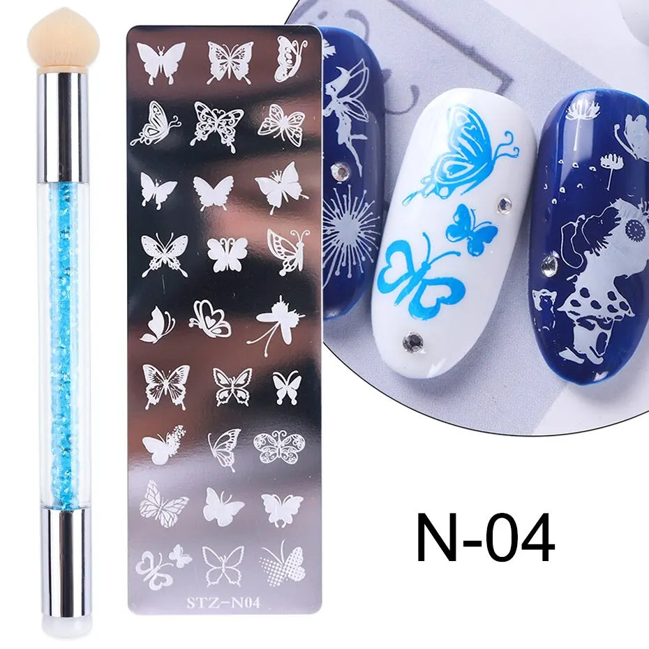 Nail Stamping Plates Set – Silicone Stamper & Stencils Nail Art Stamping Set P3
