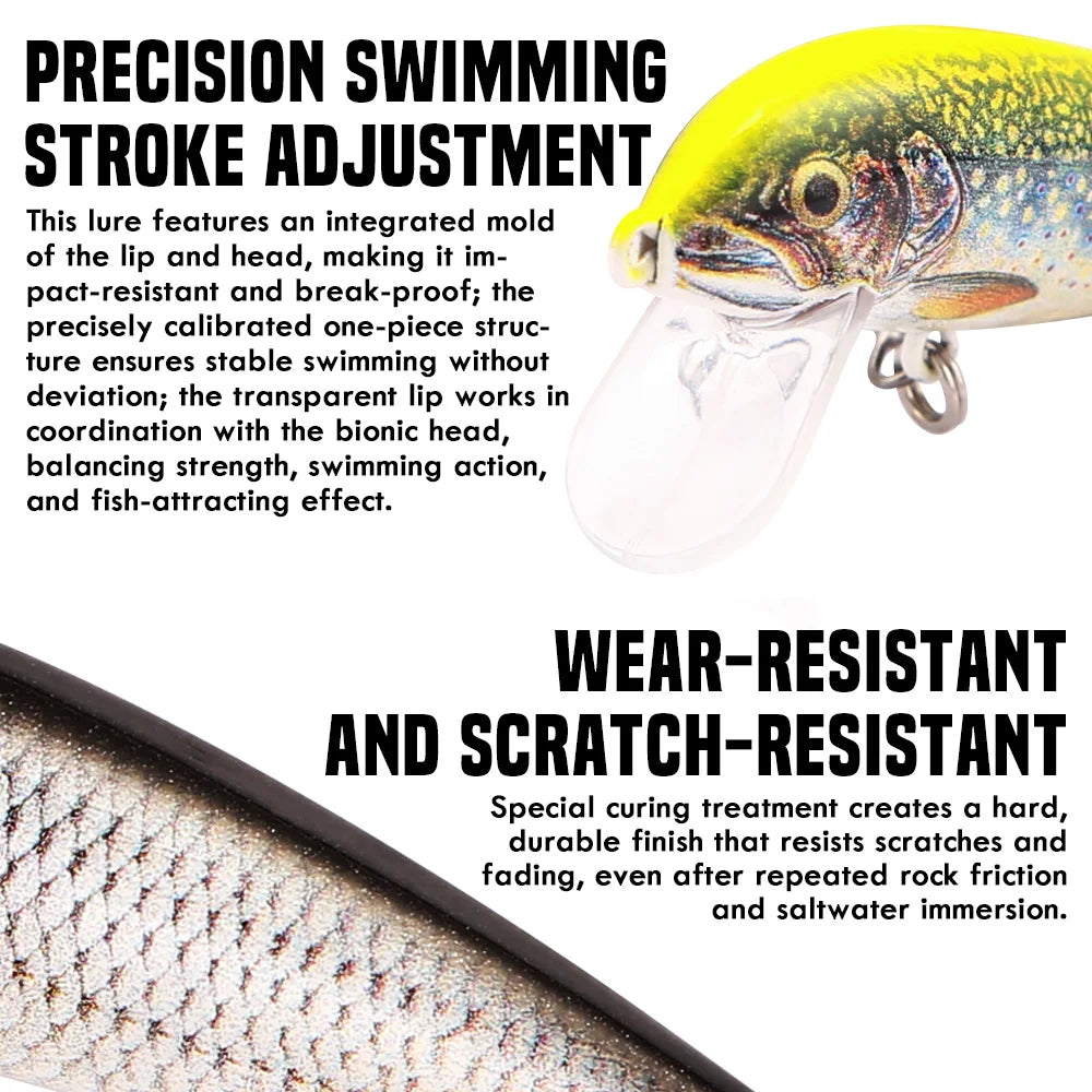 B&U Sinking Minnow Lure – 3D Hard Bait Bass Trout Pike Fishing Hard Bait P3