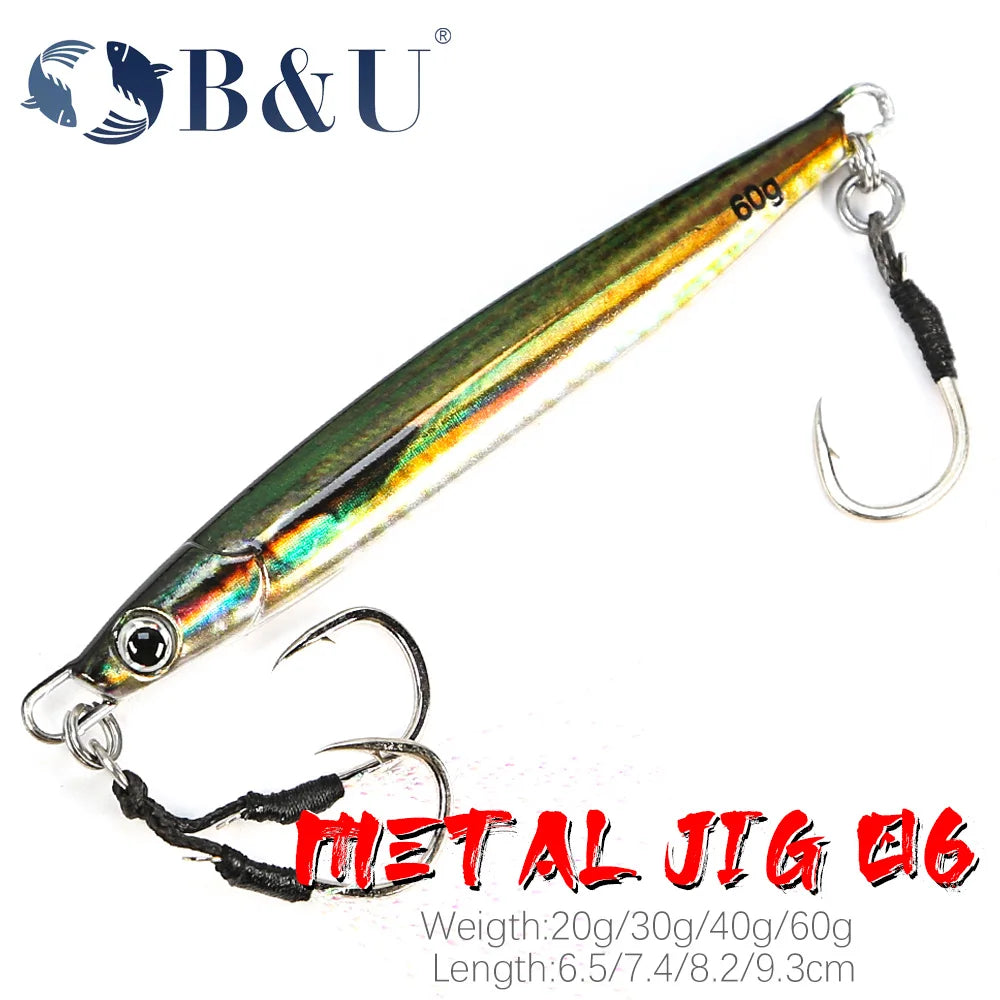 B&U 3D Metal Jig Spoon – UV Rattle Saltwater Fishing Lure Metal Fishing Jig P3